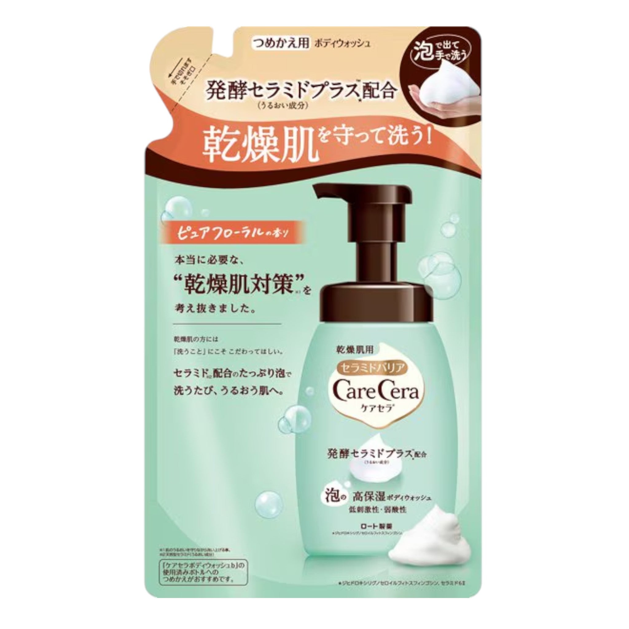 로토제약 케어세라 거품 고보습 바디워시 리필 385ml