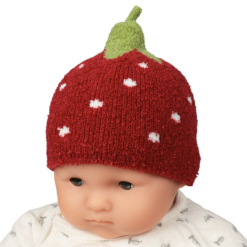 아카짱혼포 딸기 니트모자 와인 (38–50cm)