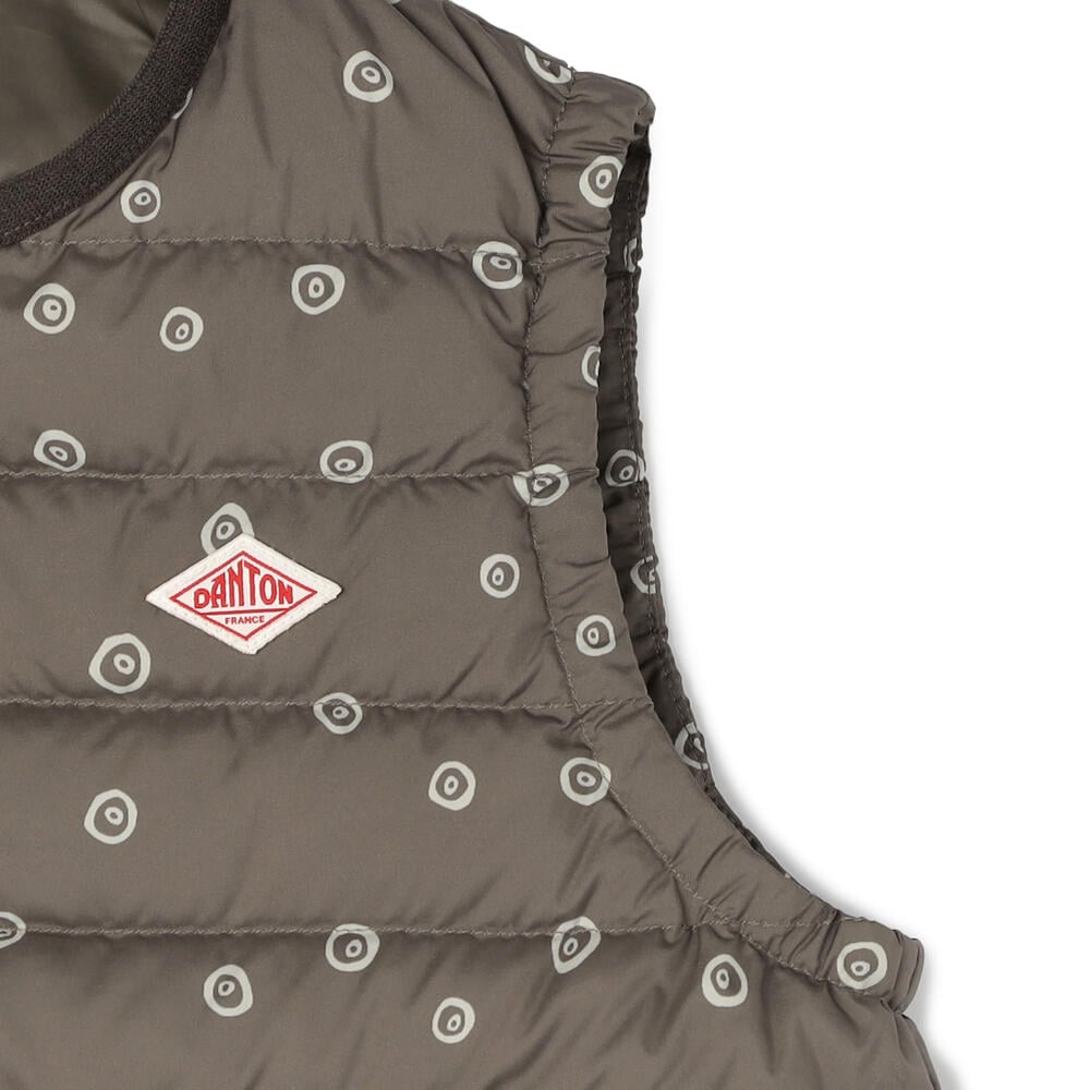 단톤 KIDS' INNER DOWN CREWNECK VEST PLAID POLKA DOT