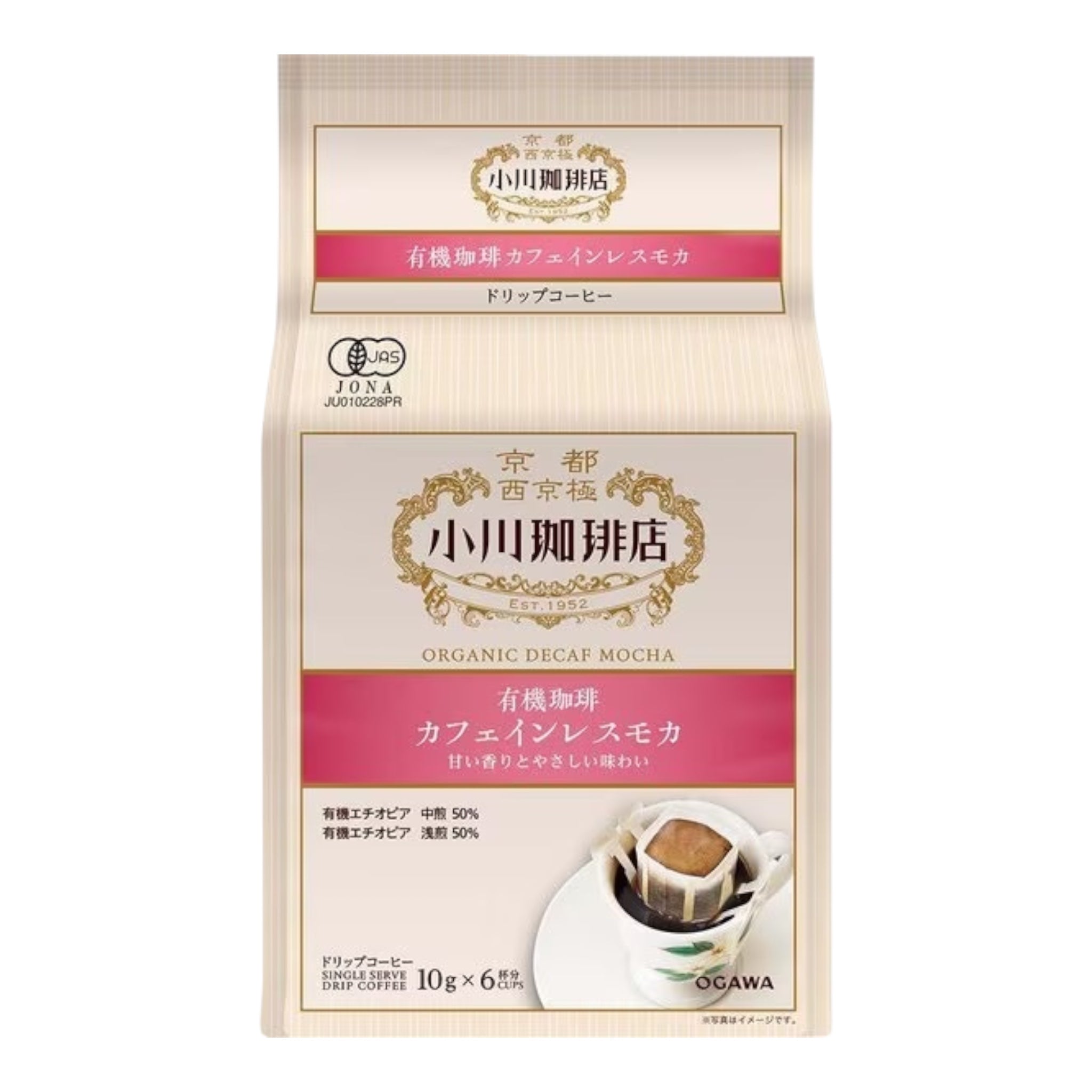 오가와 커피 유기농 카페인리스 모카 드립커피 6개입
