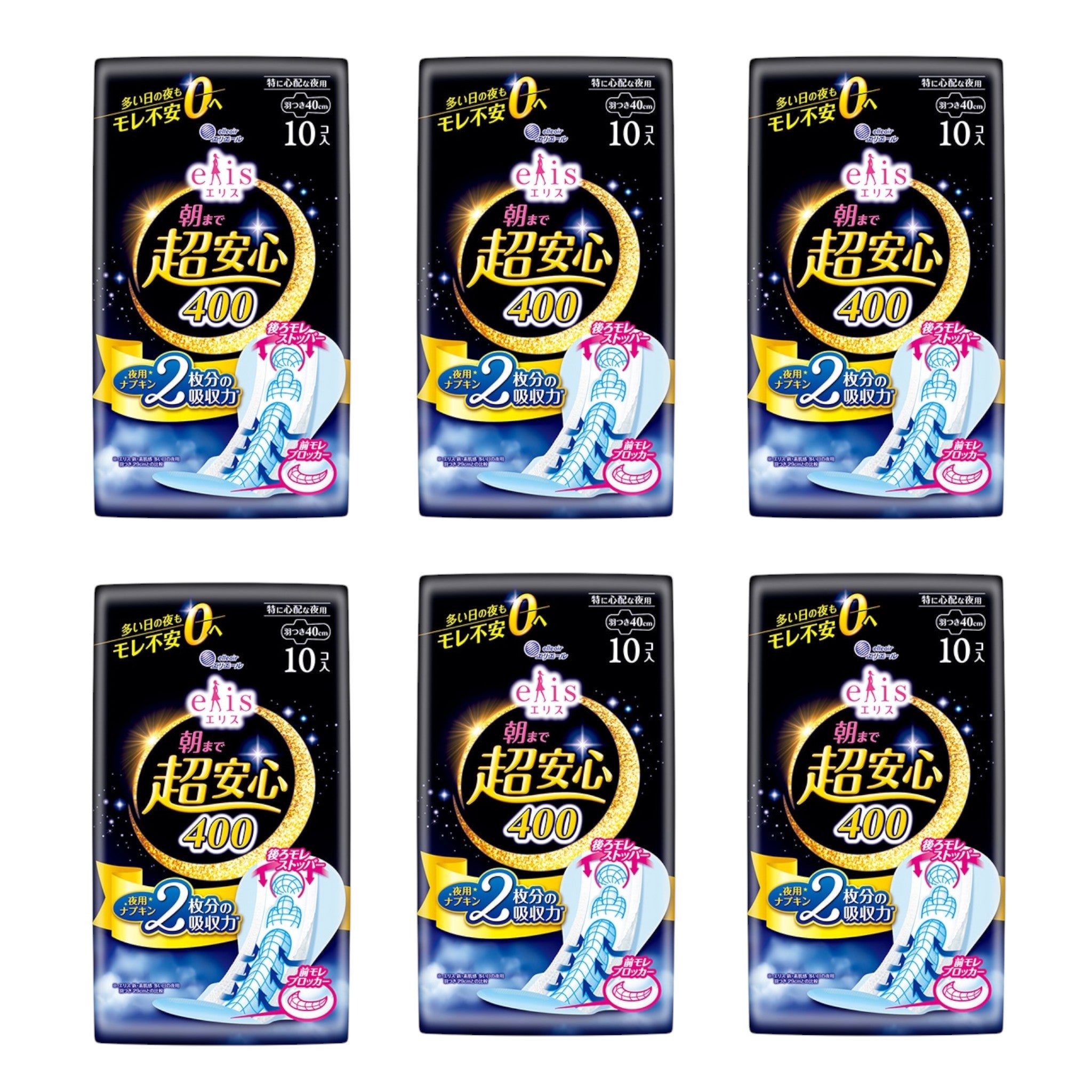 엘리스 elis 아침까지 초안심 400 밤용 날개형 40cm 10매 6팩