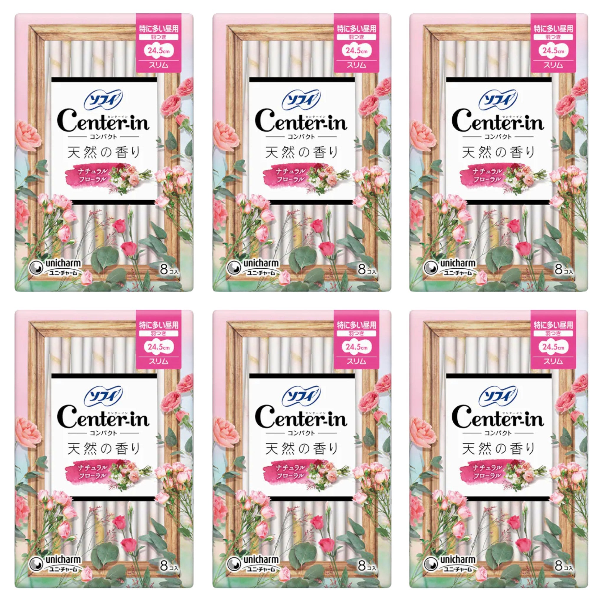 소피 센터인 컴팩트 1/2 플로럴 향 특히 많은 낮용 날개형 24.5cm 8매 6팩