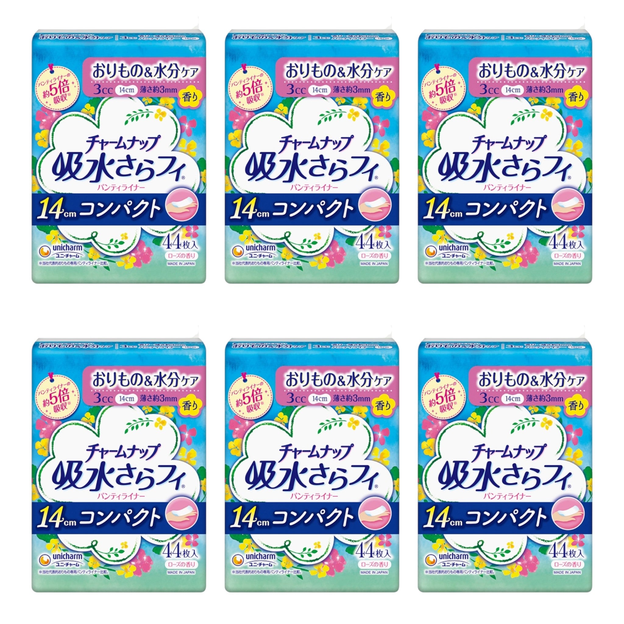 소피 센터인 흡수 사라피 팬티라이너 로즈 향 14cm 44매 6팩