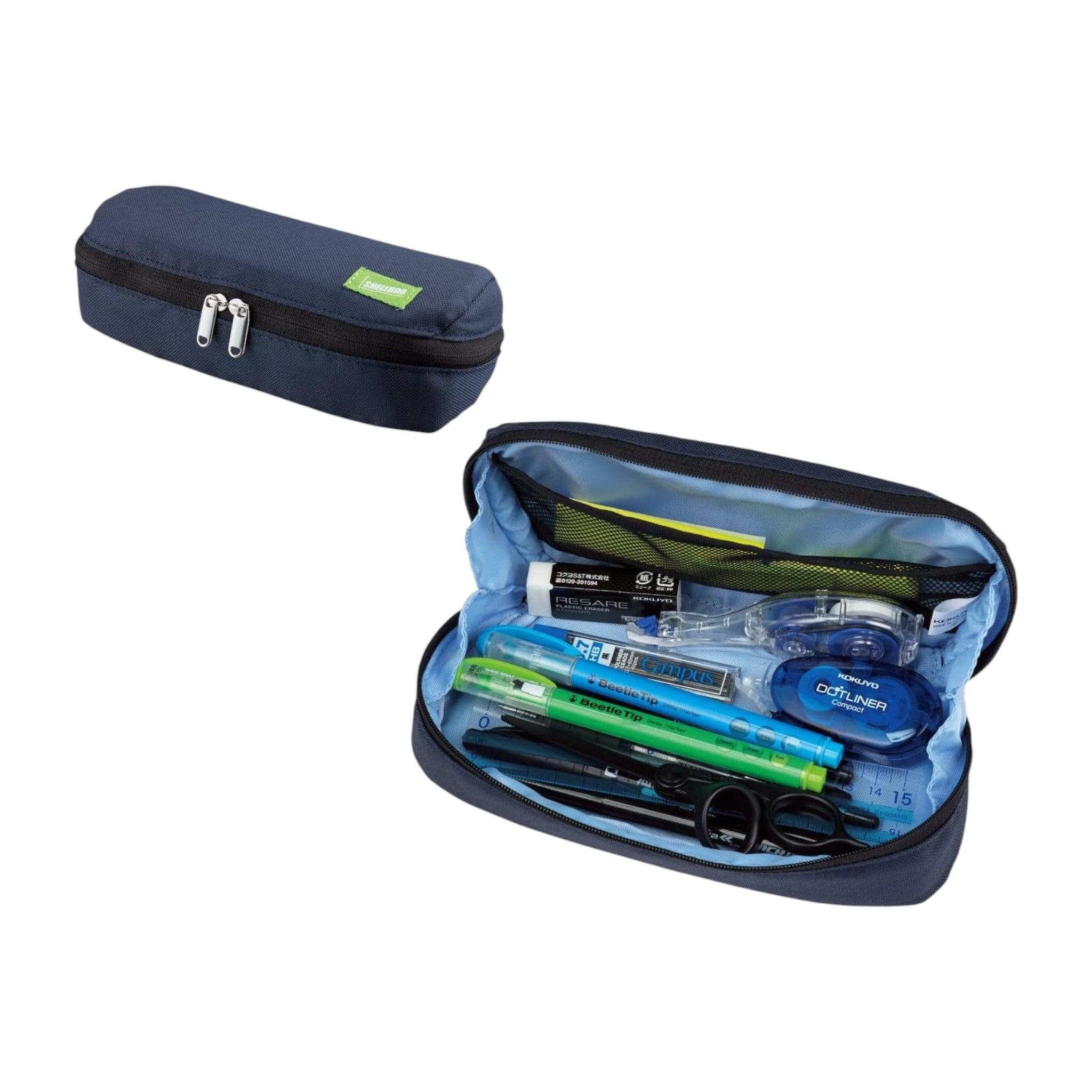 고쿠요 쉘브로 대용량 펜케이스 네이비 F-VBF190-2