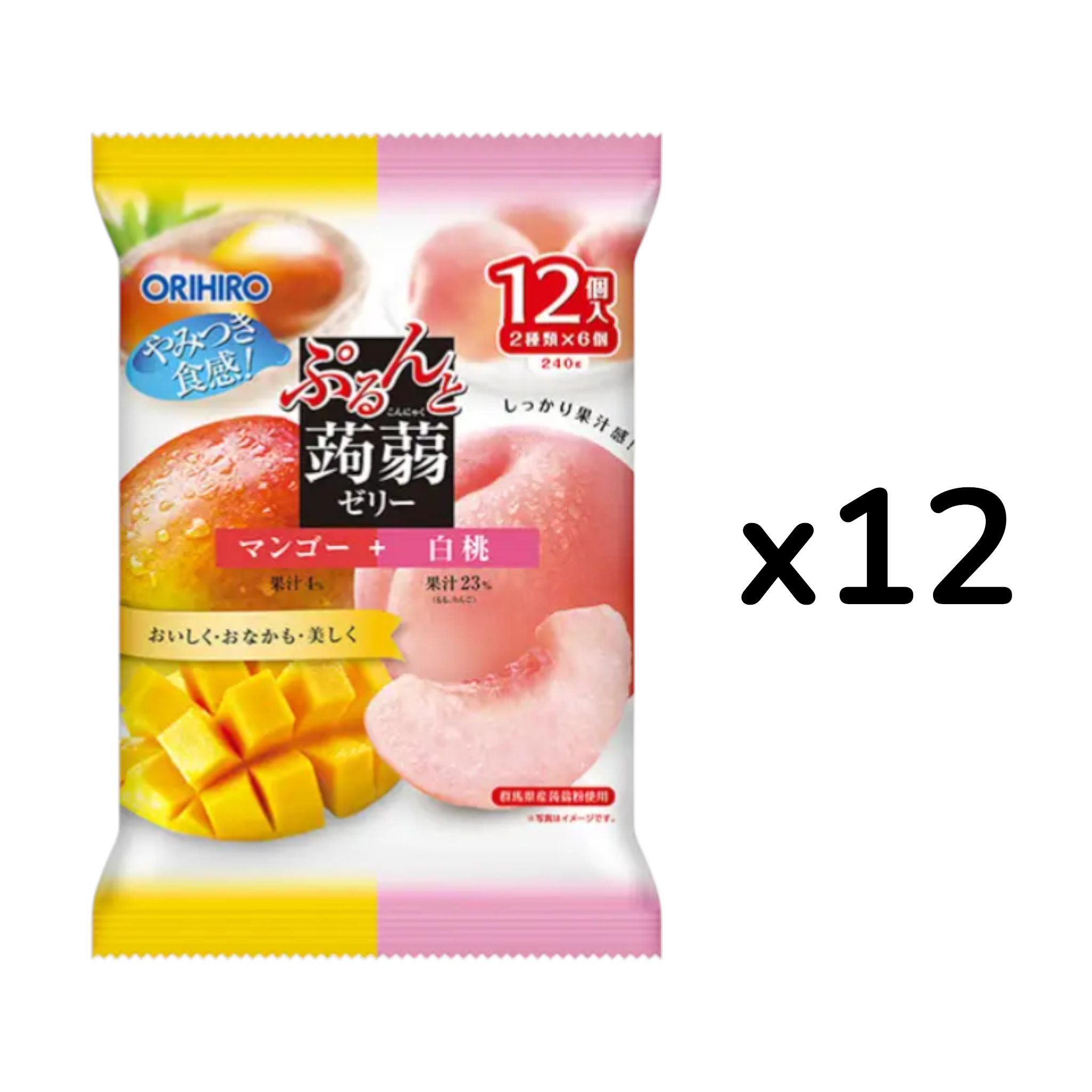 오리히로 푸룬토 곤약젤리 망고+백도 12개입 240g (12개 세트)
