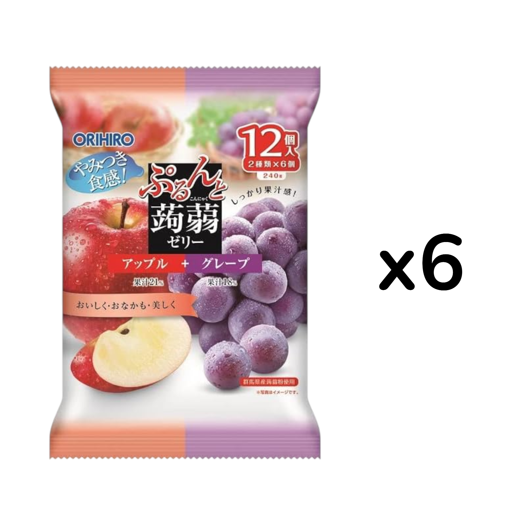 오리히로 푸룬토 곤약젤리 사과+포도 12개입 240g (6개 세트)