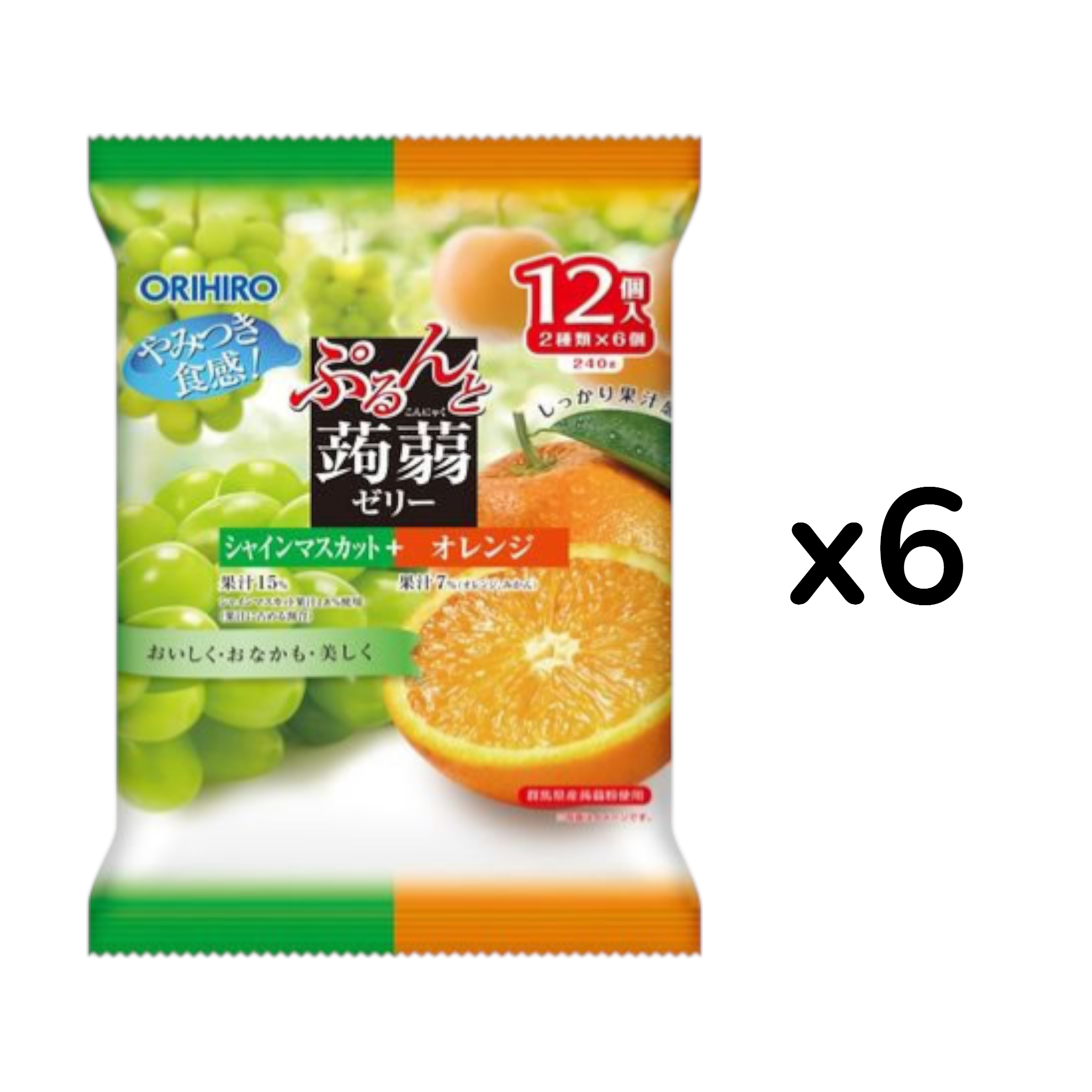 오리히로 푸룬토 곤약젤리 샤인머스캣+오렌지 12개입 240g (6개 세트)
