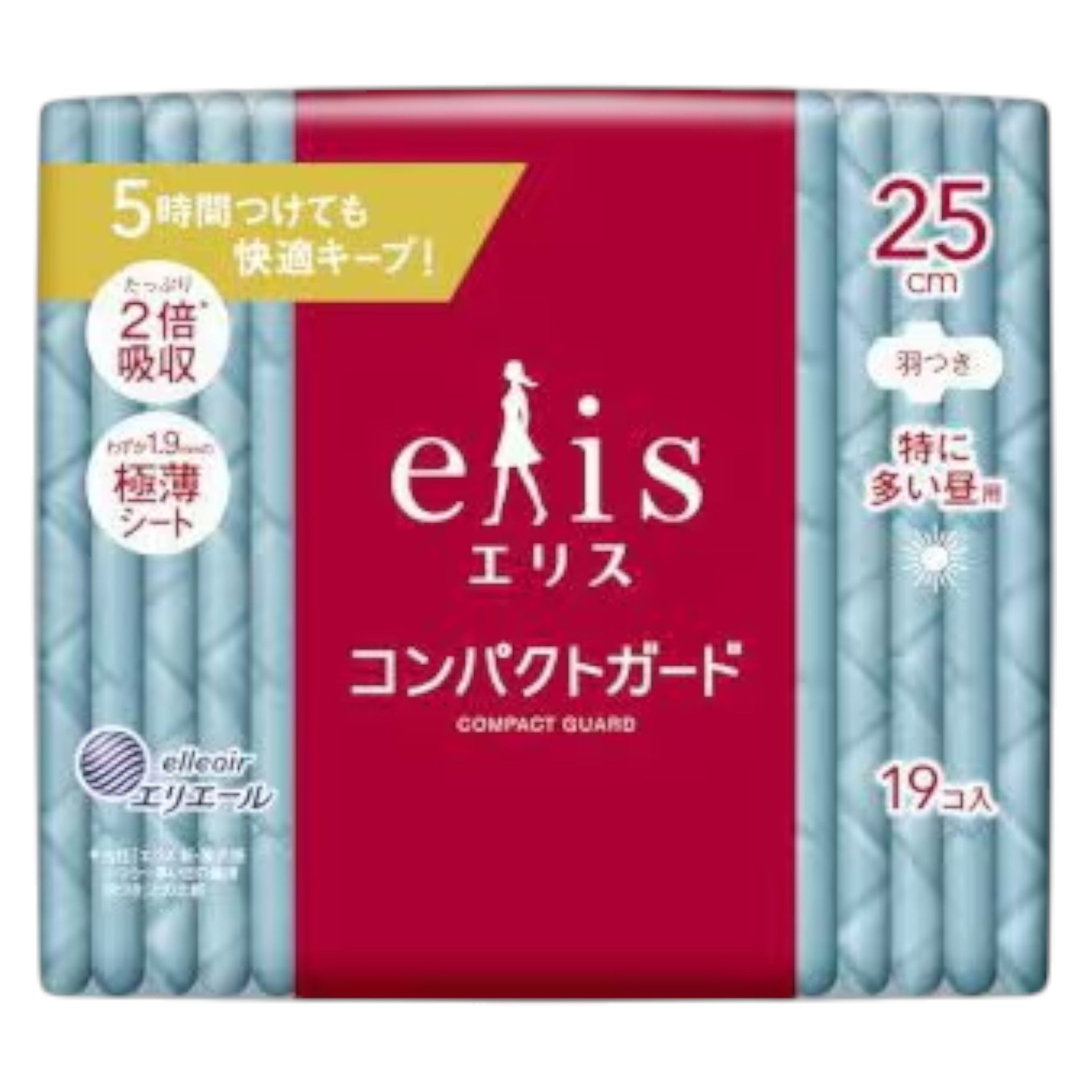 엘리스 콤팩트가드 생리대 날개형 19매입 (특히 많은 날 낮용)