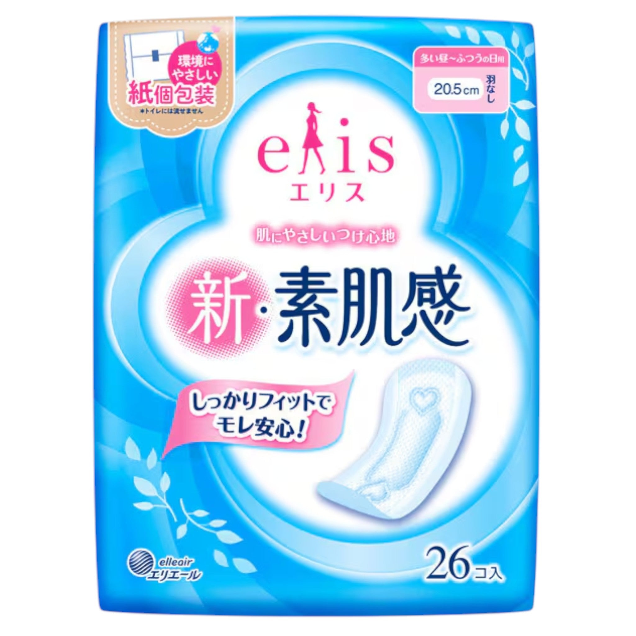 엘리스 신소재 슈퍼슬림 생리대 날개없음 26매입 (보통~많은날용)
