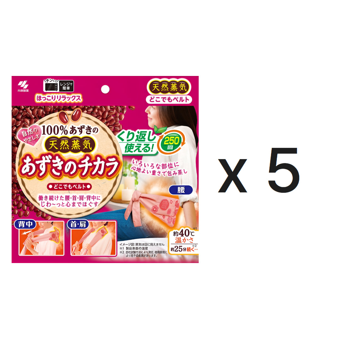 고바야시 아즈키노 치카라 어디든 벨트형 온열 패드 250회 사용 가능 x 5개
