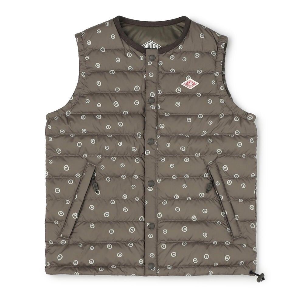 단톤 KIDS' INNER DOWN CREWNECK VEST PLAID POLKA DOT
