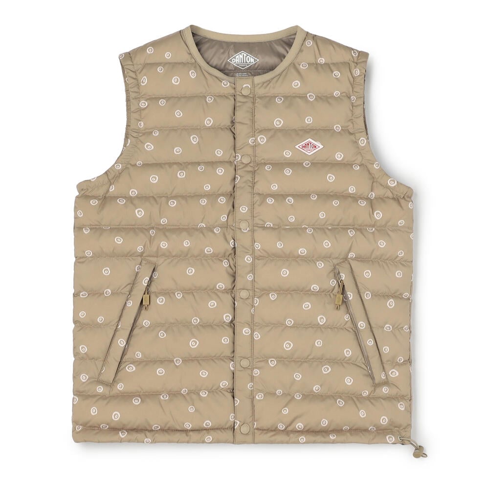 단톤 KIDS' INNER DOWN CREWNECK VEST PLAID POLKA DOT
