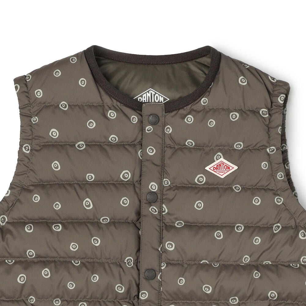 단톤 KIDS' INNER DOWN CREWNECK VEST PLAID POLKA DOT