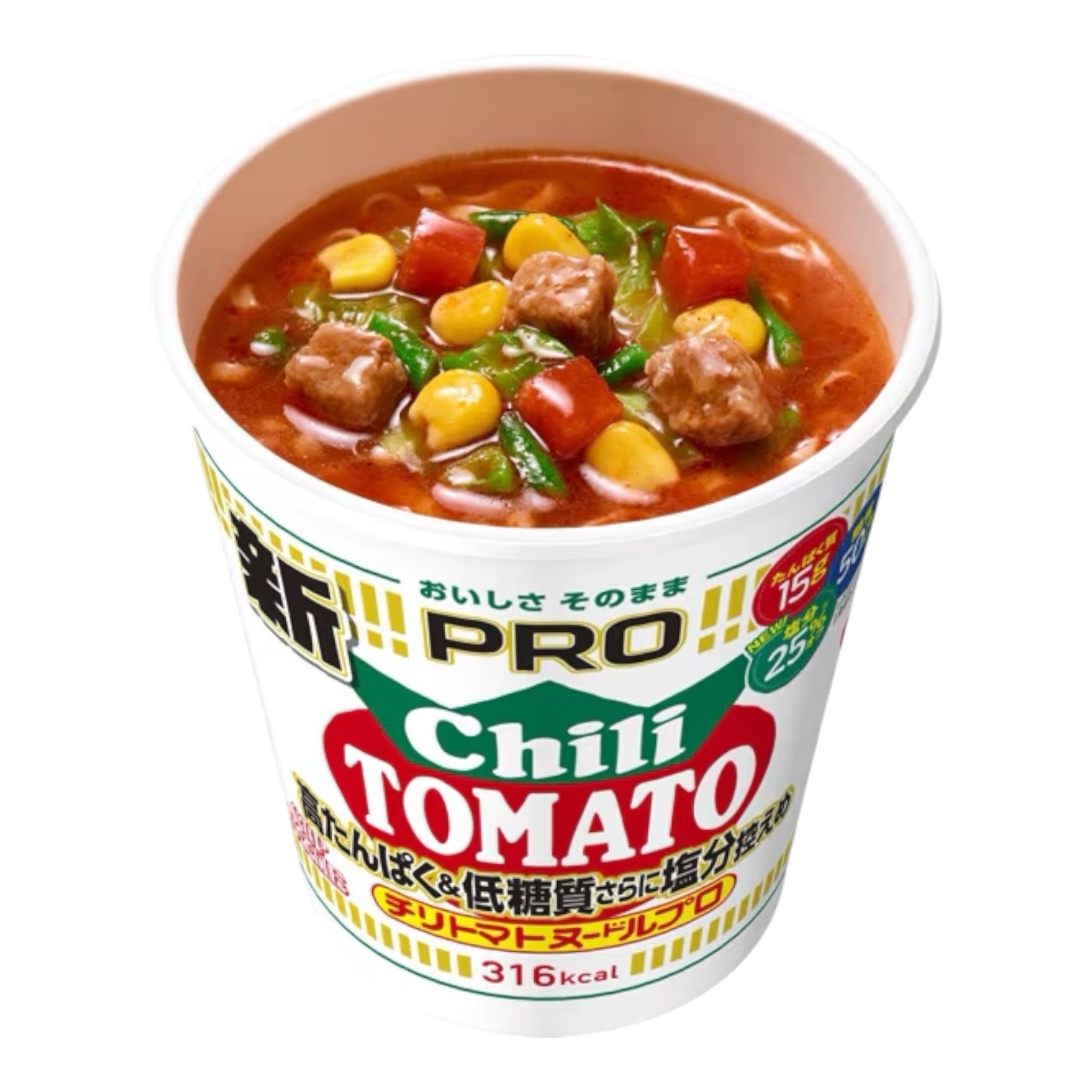 닛신 컵누들 PRO 고단백 저당질 저염 칠리토마토 컵라면 80g