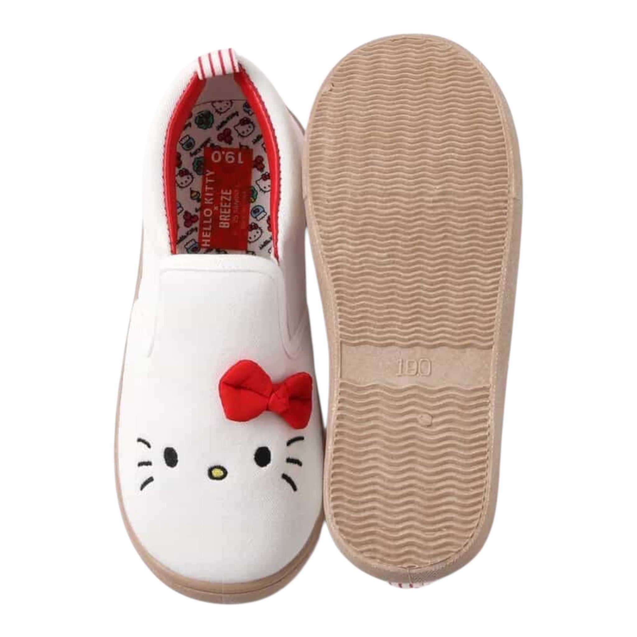 브리즈 BREEZE 헬로키티 모티프 슬립온 키즈 오프화이트